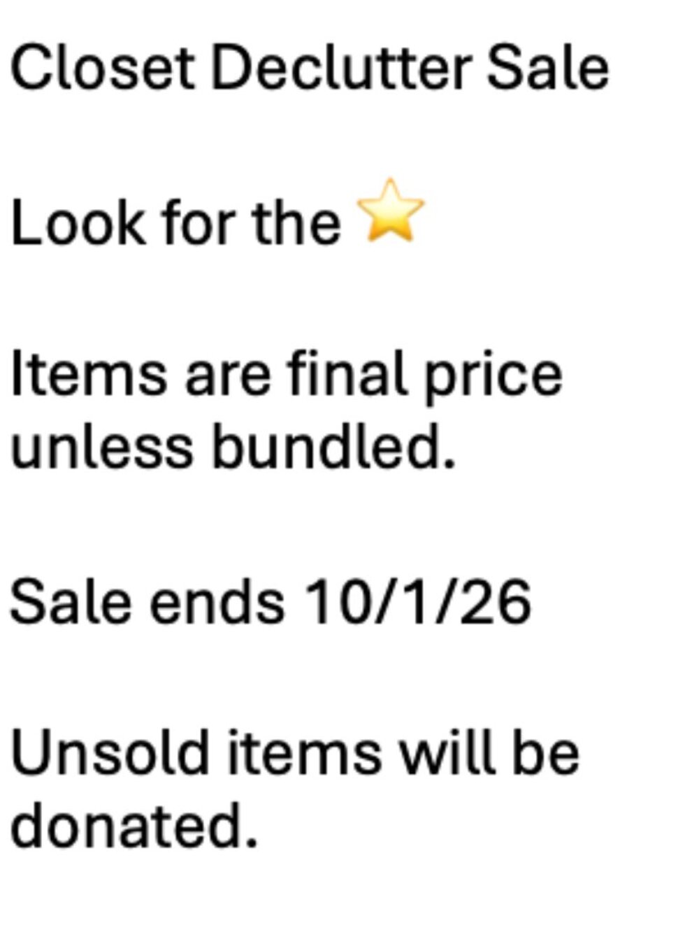 Closet Declutter Sale